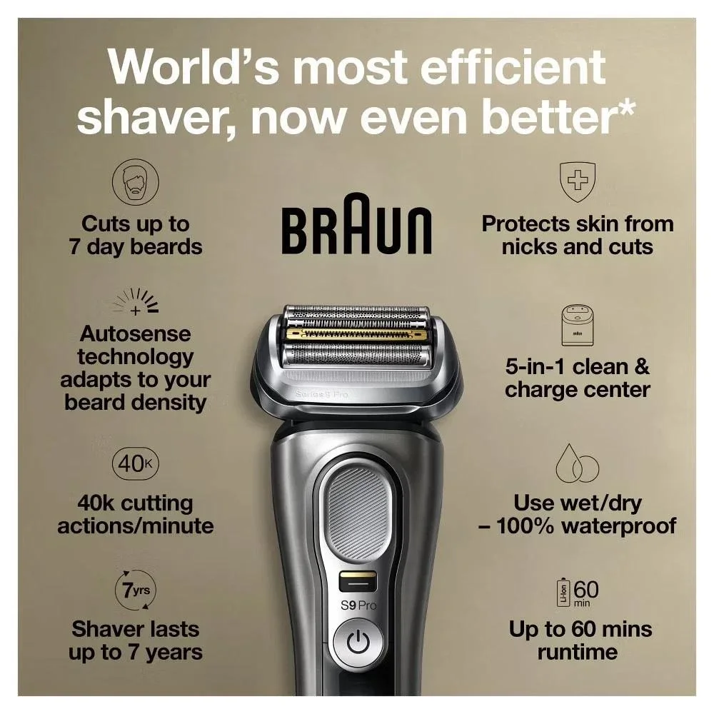 New! Braun Series 9 Pro 9465cc 5 in 1 Men's Electric Foil Shaver ProLift Razor